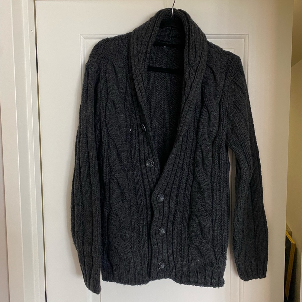 Filippo Novello cable knit Italian wool cardigan